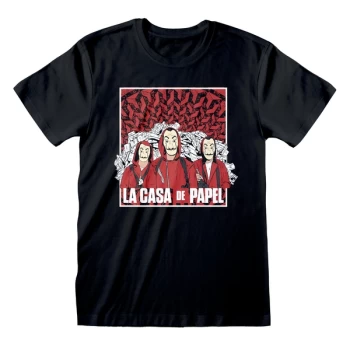 Image of La Casa De Papel - Group Shot Unisex Large T-Shirt - Black