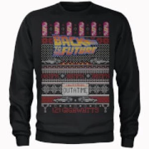 Image of Back To The Future OUTATIME Mens Christmas Sweatshirt - Black - XL