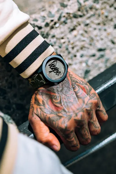 Just Hype UK hype brown and Black cracked marble watch