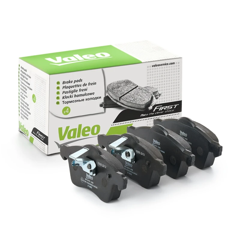 Image of VALEO 301675 Brake pad set Front Axle, without integrated wear sensor, FIRST, without anti-squeak plate Brake Pad Set,disc brake (402)