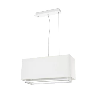 image of Vesper 2 Light Ceiling Pendant Bar White, Beige - Rectangle Frame, E27