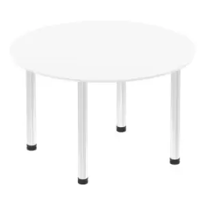 Image of Impulse 1200mm Round Table White Top Chrome Post Leg