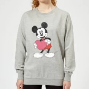 Image of Disney Mickey Mouse Heart Gift Womens Sweatshirt - Grey - L