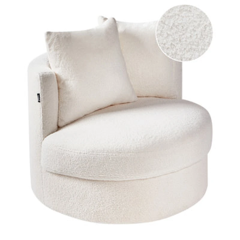 Image of Beliani Swivel Armchair Dalby Boucle White