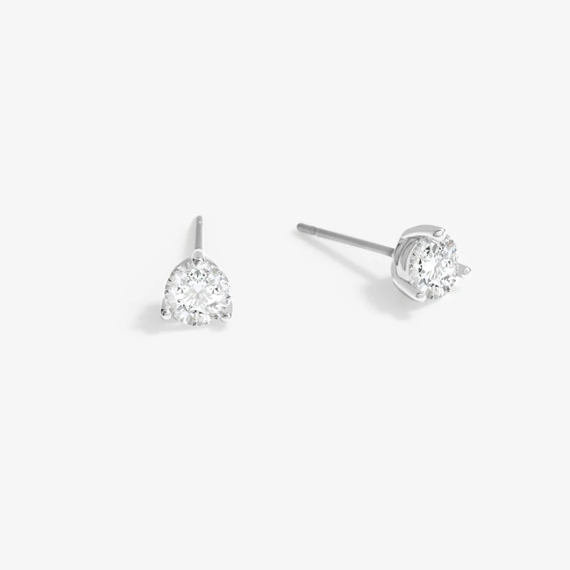 Image of Jon Richard Rhodium Plated Cubic Zirconia Round Stud Earrings Silver