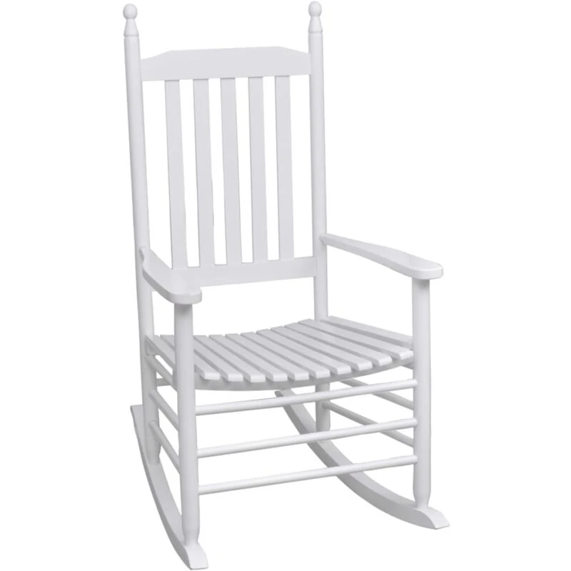 Image of vidaXL Rocking Chair with Curved Seat White Fir Hardwood Patio Indoor Rocker