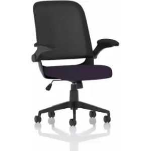 Image of Plano Task Operator Bespoke Fabric Seat Tansy Purple Mesh Chair With Folding Arms