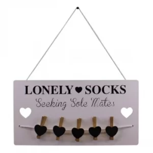 image of Hanging Lonely Sock Plaque 40x21cm