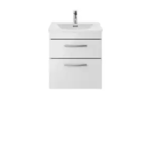 image of Nuie Athena 500 Wall Hung 2-drawer Vanity & Curved Basin - Gloss Grey Mist