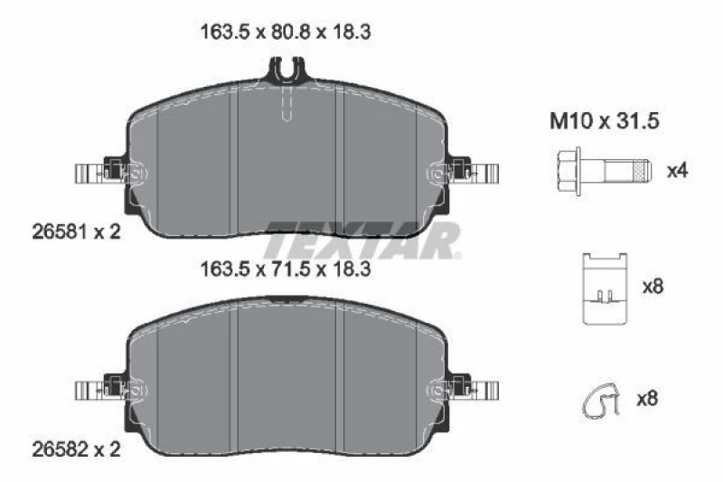 Image of Brake pad set TEXTAR 2658101