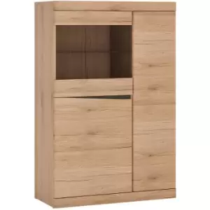 image of Kensington 3 Door Glazed Cabinet in Oak - Oak with dark Trim Melamine