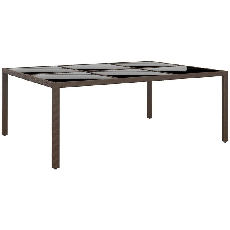 Image of VIDAXL Garden Table with Glass Top Brown 200x150x75cm Rattan Vidaxl 8720286089668