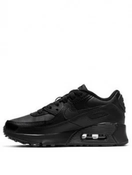 Image of Nike Air Max 90 Leather Childrens Trainers - Black