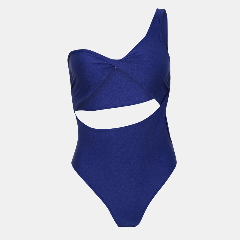 Image of Jack Wills High Shine Asymmetric Swimsuit - Blue Blue 8