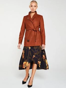 image of Ted Baker Drytaa Short Wrap Coat - Brown, Tan, Size 2=10, Women