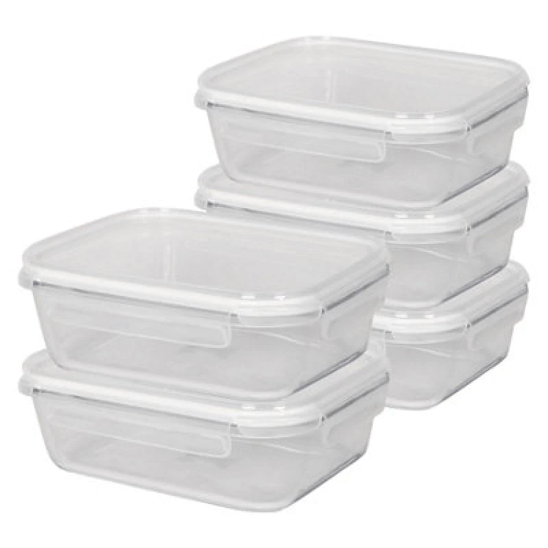 Image of Harbour Housewares 1.5 Litre Glass Food Storage Containers With White Lids - 5X Large Reusable Airtight Meal Prep Tubs Microwave And Freezer Safe