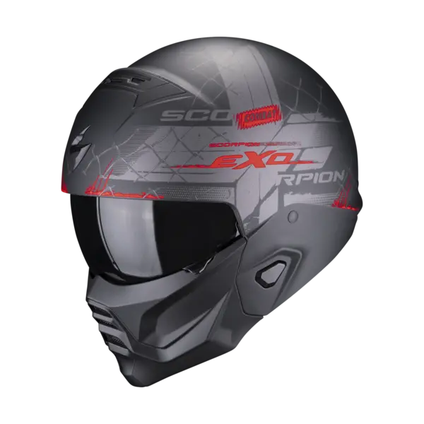 Image of Scorpion Exo-Combat II Xenon Matt Black-Red Jet Helmet L