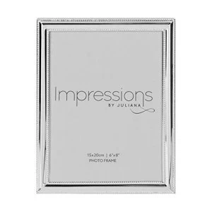 image of 6" x 8" - Impressions Silver Plated Beaded Edge Photo Frame