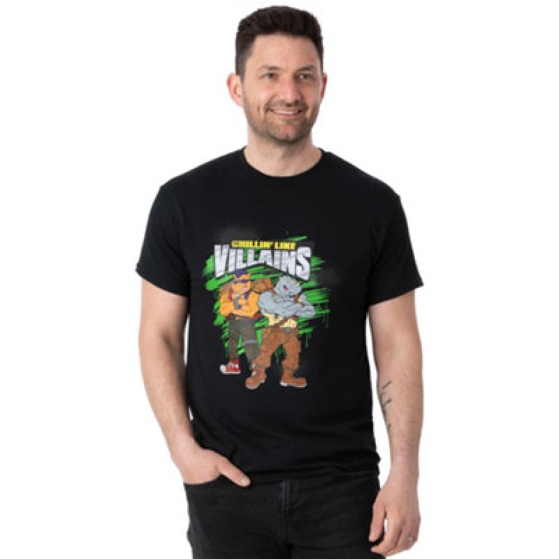 Image of Teenage Mutant Ninja Turtles Teenage Mutant Ninja Turtles Men Short Sleeved T-Shirt in Black Size: Small Black S Male 5056549014362
