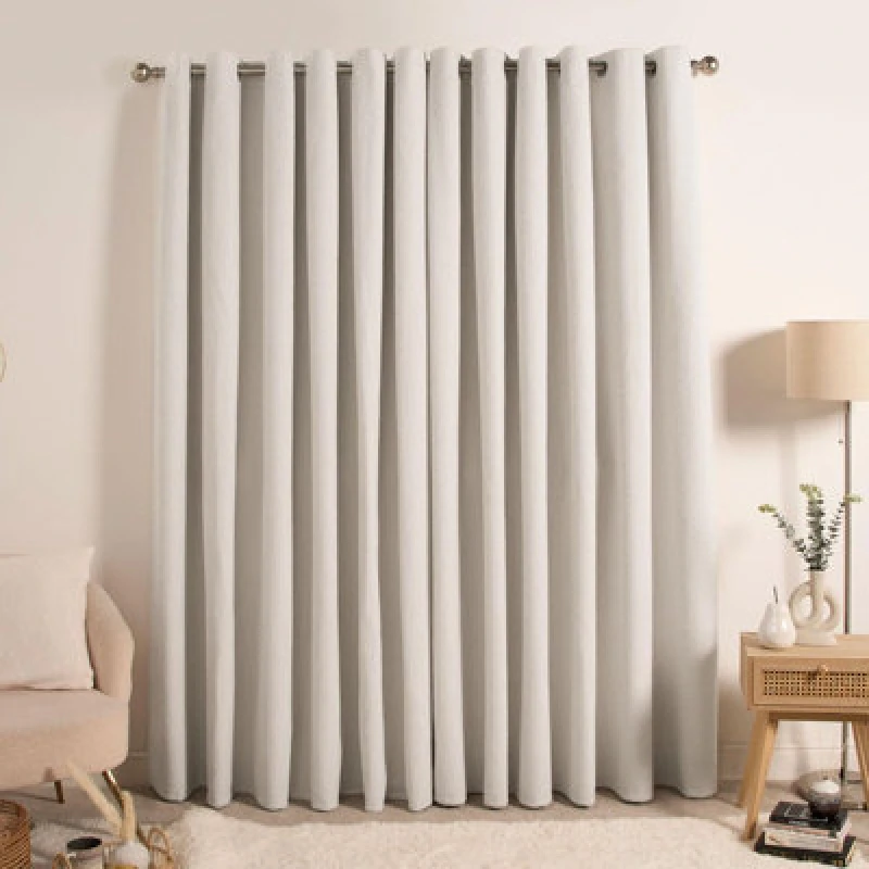 Image of OHS OHS Pair Of Boucle Curtains Eyelet Blackout in Cream Size: 117cm width x 183cm drop Cream 117cm width x 183cm drop Unisex 5027434175819