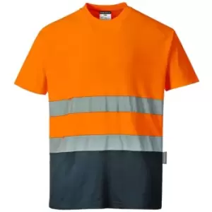 image of S173ONRL - sz L Two Tone Cotton Comfort T-Shirt - Orange/Navy - Orange/Navy - Portwest