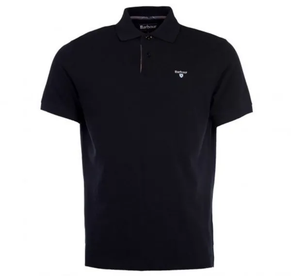 image of Barbour Tartan Pique Polo Shirt Black/Modern L