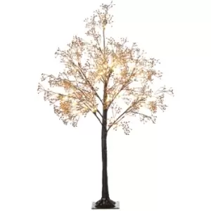 Image of Homcom - 4ft Artificial Tree with Warm White LED Lights, Baby Breath Flowers - Brown