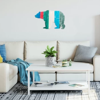 Image of Bear - Multicolor Multicolor Decorative Wooden Wall Accessory