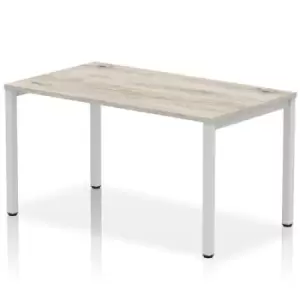 Image of Impulse Bench Single Row 1400 Silver Frame Office Bench Desk Grey Oak