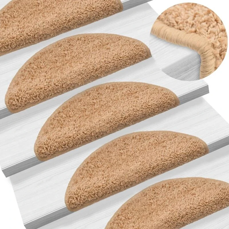 Image of VIDAXL Carpet Stair Treads 15 pcs Beige 56x17x3cm Vidaxl 133894