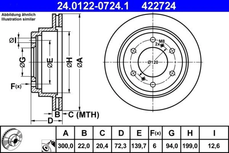 Image of ATE 24.0122-0724.1 Brake disc Vented, Coated Brake Disc (82)