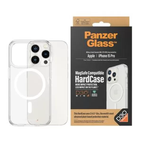 image of iPhone 15 Pro PanzerGlass HardCase MagSafe Case Compatible with D3O - Clear