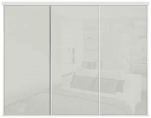 Image of Sliding Doors and track W2216 White Frame Arctic White Glass
