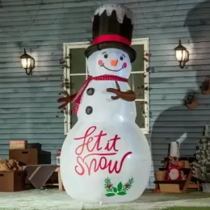 Image of 8ft Inflatable Snowman with Black Hat and Red Scotch Scarf, Multi