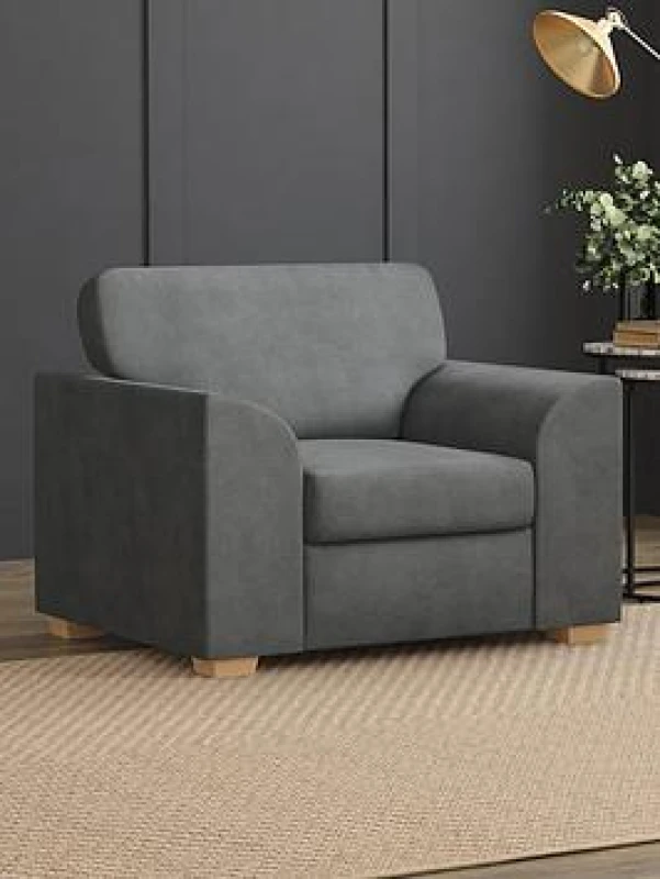 Image of Aspire Modo Armchair, Fixed Back, Plush Velvet Steel, Grey MO-FB-PV05-1S
