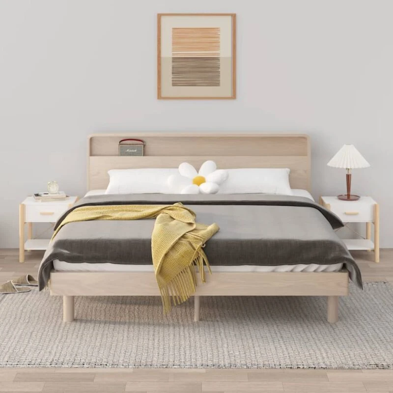 Image of Vidaxl Bedside Tables 2Pcs White 42X38X45cm Engineered Wood, Black 345655