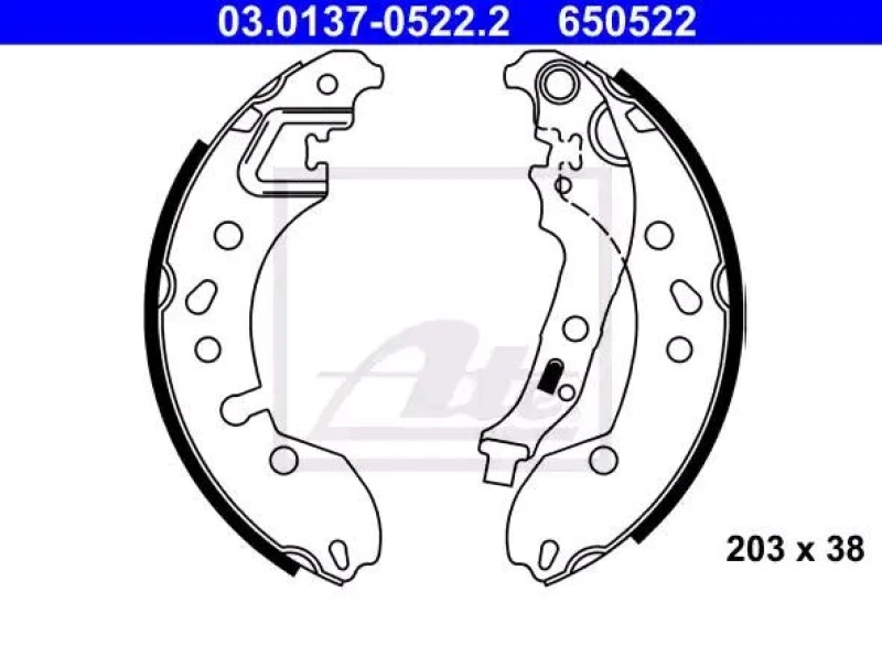 Image of ATE 03.0137-0522.2 Brake Shoes with lever Brake Shoe Set (70)