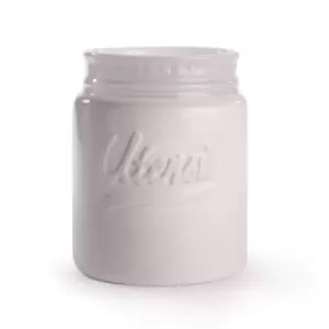 Image of Vintage Mason Jar Utensil Holder White M&W