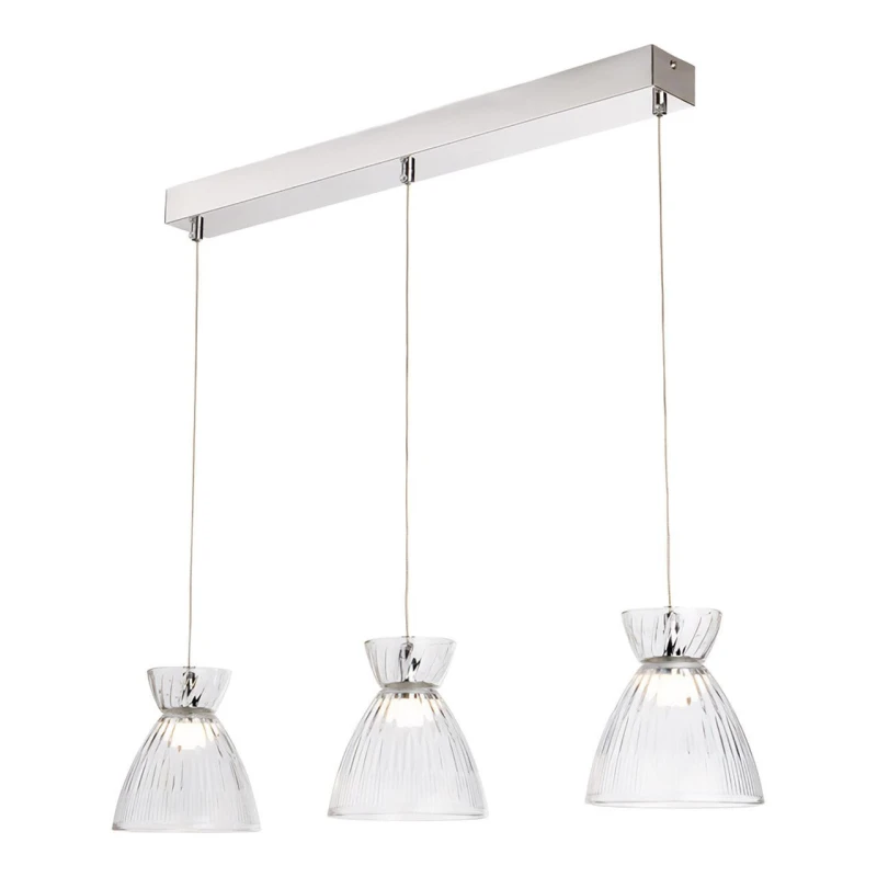 Image of Firstlight LED Royale 3-Light Pendant Light Warm White 3000K Clear in Chrome