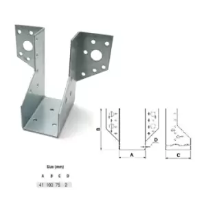 Image of Moderix - Jiffy Timber Joist Hangers Decking Lofts Roofing Zinc Packs - Size 41x100x75x2mm - Pack of 20
