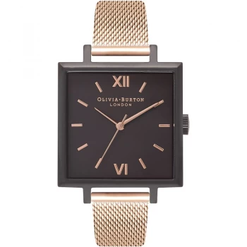 Image of Square Dial Black & Rose Gold Watch