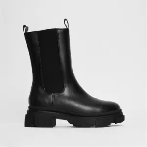 Missguided Faux Leather Chunky Ankle Boots - Black