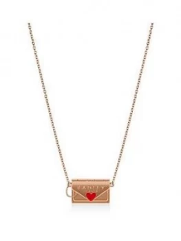 image of Radley Rose Gold Tone Hello Love Postcard And Envelope Pendant Ladies Necklace