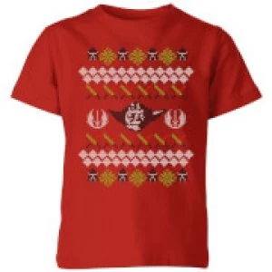 Image of Star Wars Yoda Knit Kids Christmas T-Shirt - Red - 9-10 Years