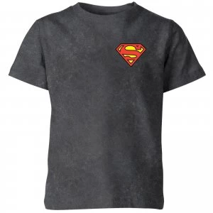 Image of Superman Logo Kids T-Shirt - Black Acid Wash - 9-10 Years - Black Acid Wash