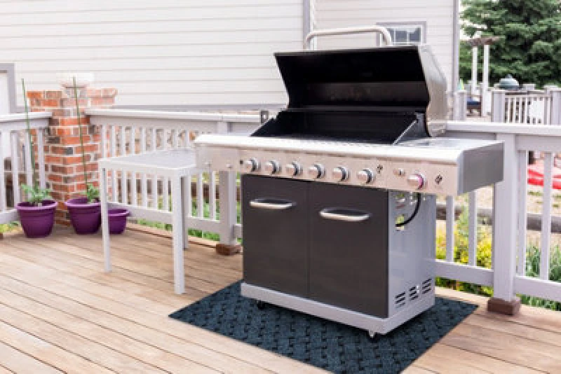 Image of RUGSX Vectra 800 protective grill mat for terrace, outdoor - blue blue 100x180cm @234430