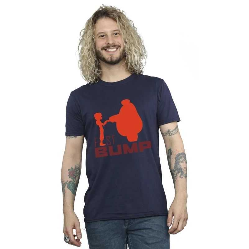 Image of Disney Men Big Hero 6 Baymax Fist Bump Cutout T-Shirt in Navy Size: Small Navy S Male 5059934890480