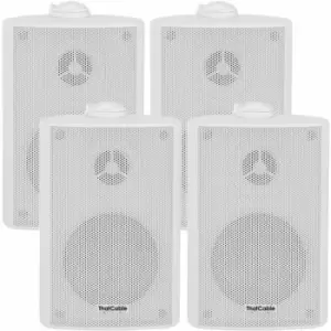 image of 4x 6.5' 120W White Outdoor Rated Garden Wall Speakers Wall Mounted 8Ohm & 100V