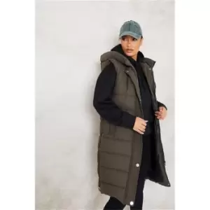 Image of I Saw It First Khaki Hooded Padded Gilet - Green