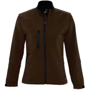 image of SOLS Womens/Ladies Roxy Soft Shell Jacket (Breathable, Windproof And Water Resistant) (L) (Dark Chocolate)